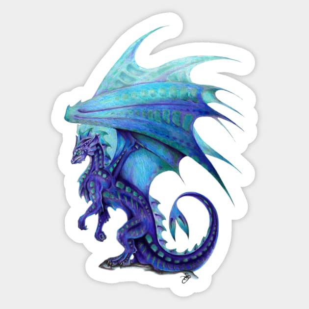 Majestic Blue Water Dragon Sticker by Sandra Staple